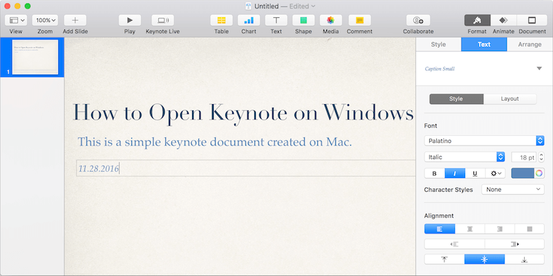 keynote presentation open in windows